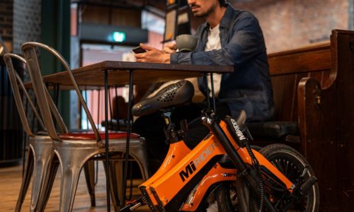ebike in a pub folded up