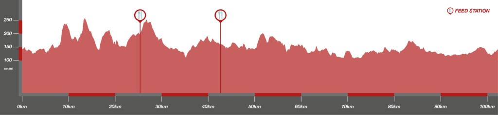 Made of Stone 100km road ride Elevation Map