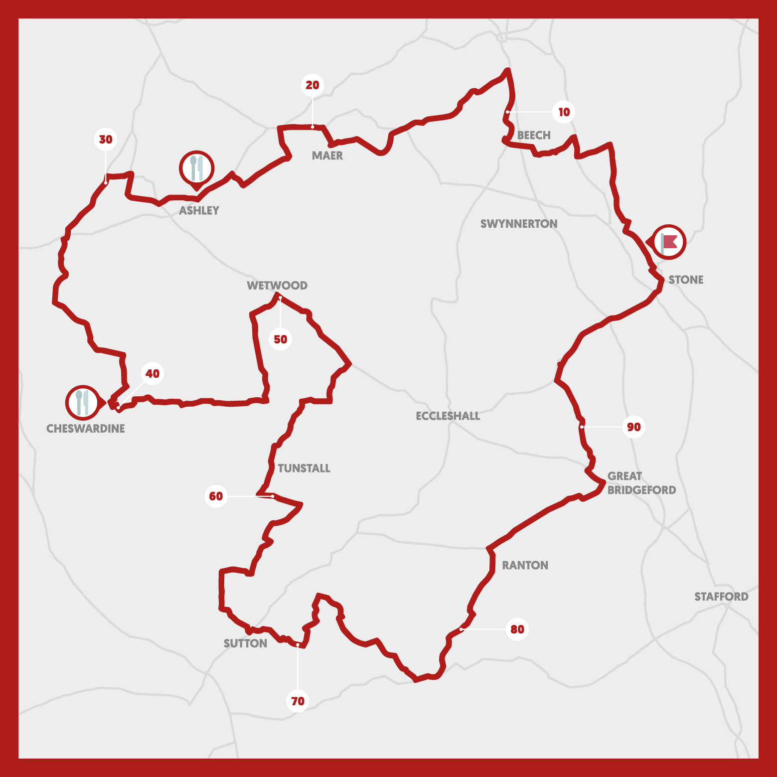 Made of Stone 2026 - 100km Road Ride Map