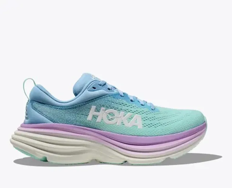 Hoka Women's Bondi 8 Road Running Shoes in Airy Blue / Sunlit Ocean