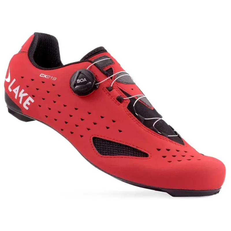 Lake CX219 BOA Wide Road Shoes in Red
