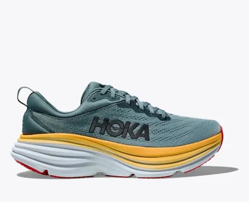 Hoka Men's Wide Bondi 8 Running Shoes in Goblin Blue/Mountain Spring