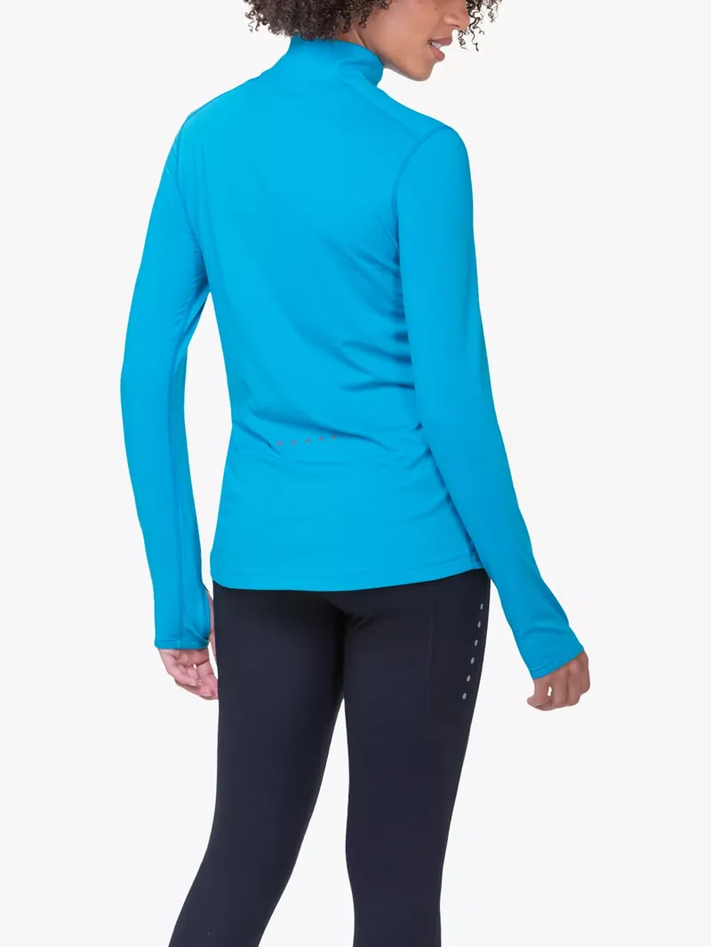 Ronhill Women's Core Thermal Base Layer Top 1/2 Zip in Azure/Bright White-3