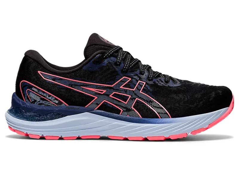 Asics Women's Gel Cumulus 23 Running Shoes in Black/Blazing Coral