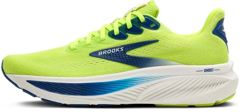 Brooks Men's Ghost 17 Neutral Running Shoes in Acid Lime/Navy/White -3