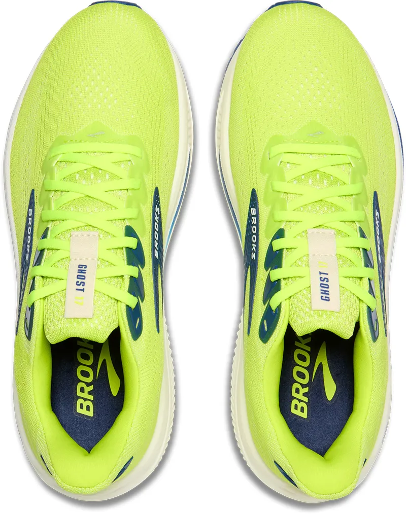 Brooks Men's Ghost 17 Neutral Running Shoes in Acid Lime/Navy/White -5