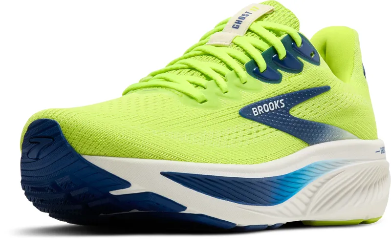 Brooks Men's Ghost 17 Neutral Running Shoes in Acid Lime/Navy/White -2
