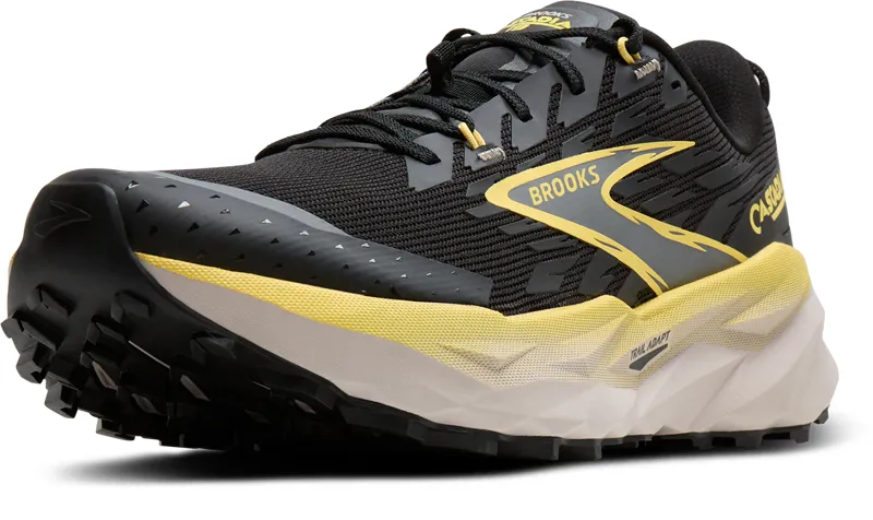 Brooks Men's Cascadia 19 Trail Shoes in Black/Yellow/Chateau-2
