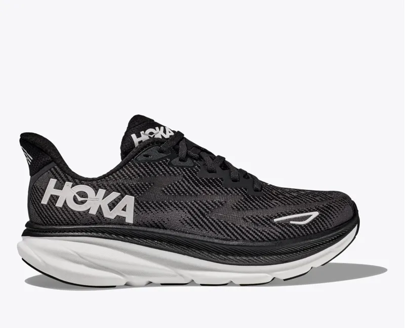Hoka Men's Clifton 9 Running Shoes in Black White