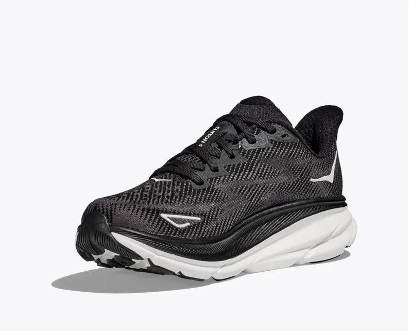 Hoka Men's Clifton 9 Running Shoes in Black White-5