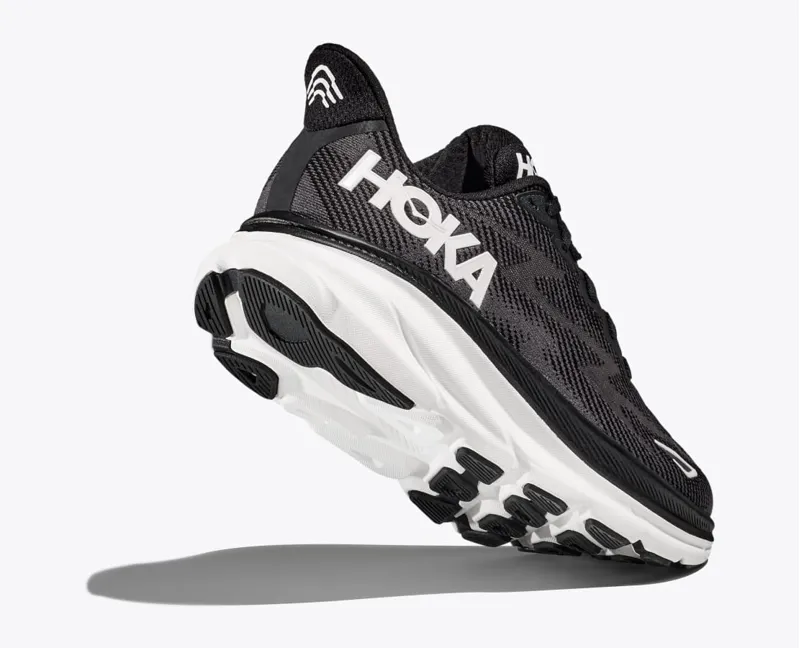 Hoka Men's Clifton 9 Running Shoes in Black White-4
