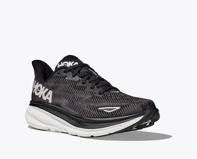 Hoka Men's Clifton 9 Running Shoes in Black White-2