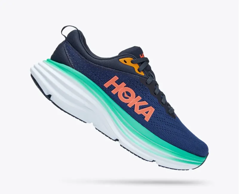 Hoka Wonen's Bondi 8 Running Shoes in Outer Space / Bellwether Blue-4