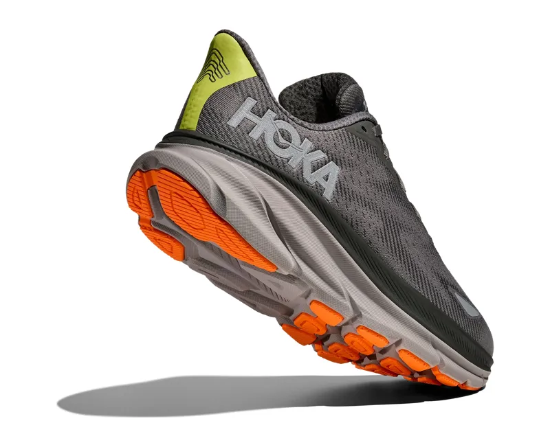 Hoka Men's Clifton 9 Gore-Tex Running Shoes in Asphalt Grey / Gravel -3