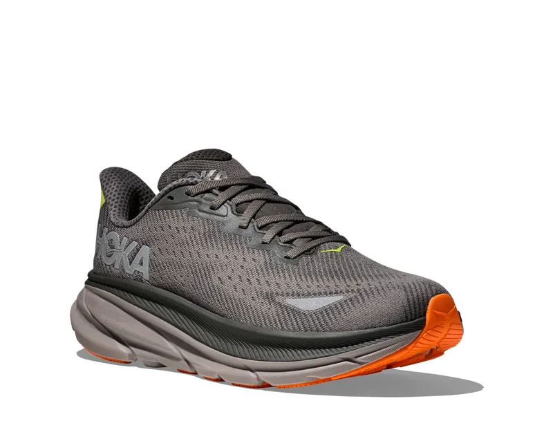 Hoka Men's Clifton 9 Gore-Tex Running Shoes in Asphalt Grey / Gravel -5