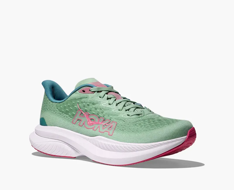 Hoka Women's Mach 6 Neutral Running Shoes in Jadeite / Alpine Blue -2