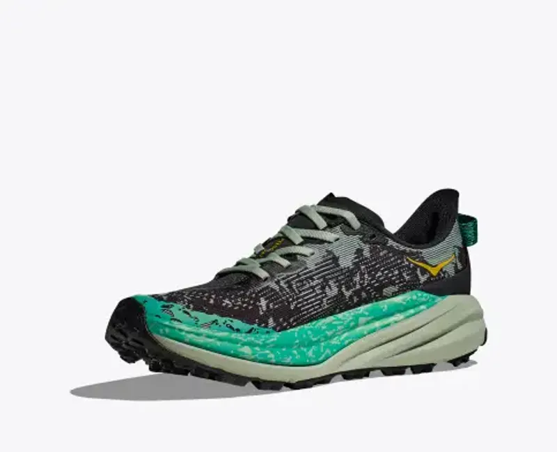 Hoka Women's Speedgoat 6 Running Shoes in Black Aloe Vera-4