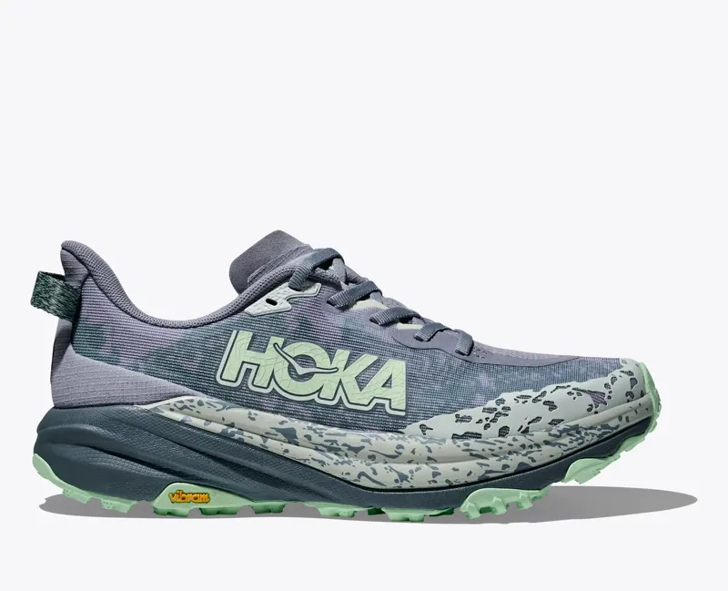Hoka Women's Speedgoat 6 Trail Shoes in Moonlight / Thunder Cloud 