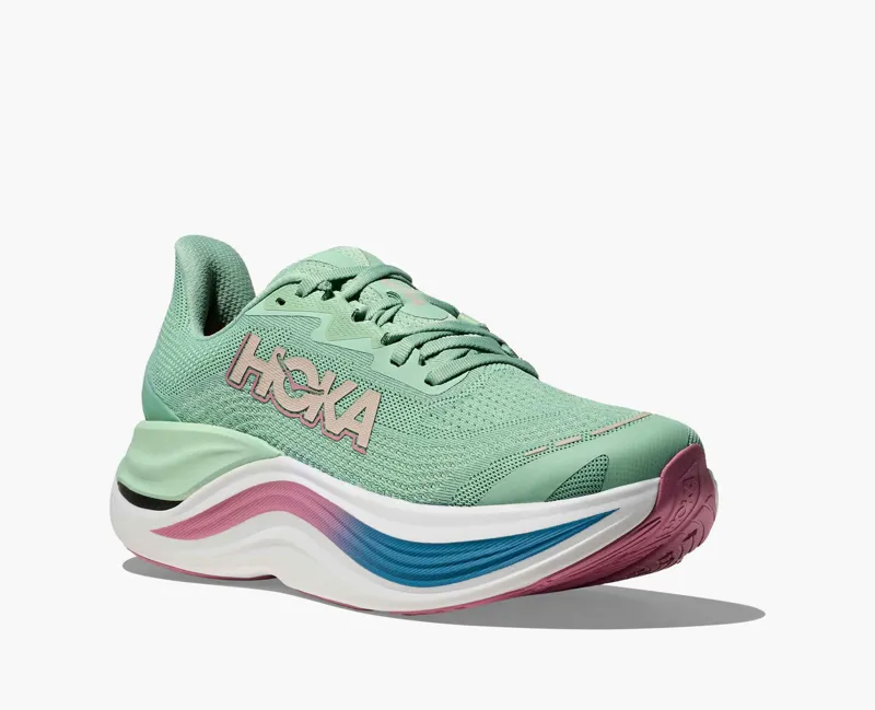 Hoka Women's Skyward X Running Shoes in Jadeite / Dried Rose-1