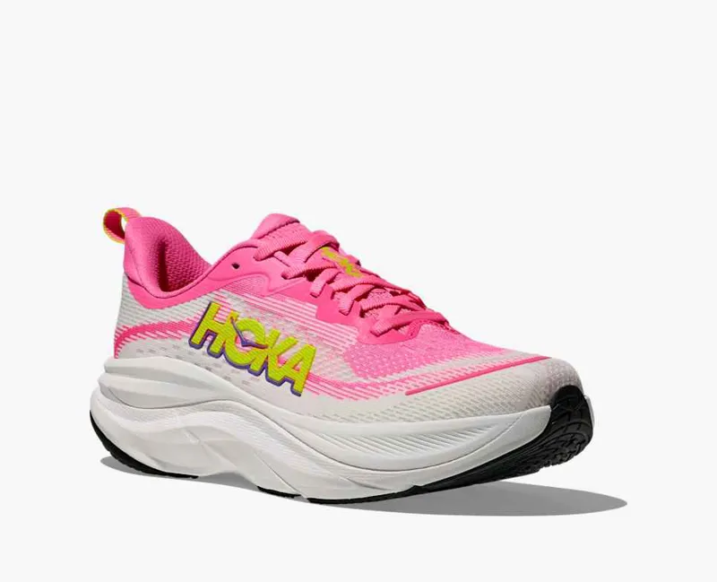 Hoka Women's Skyflow Running Shoes in Neon Rose / Neon Hoka Citrus -3