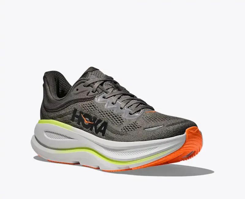 Hoka Men's Bondi 9 Neutral Running Shoes in Asphalt Grey / Gravel-2