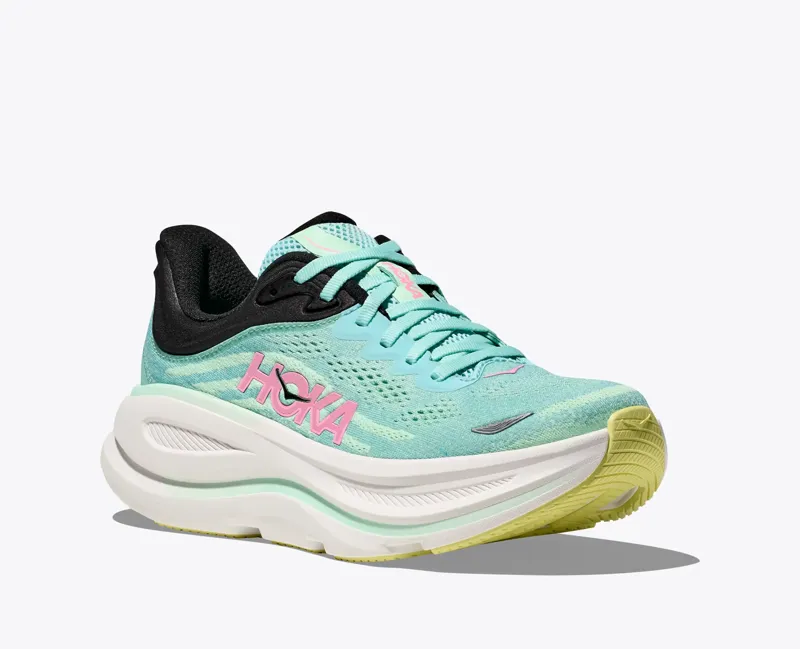 Hoka Women's Bondi 9 Running Shoes in Blue Spark / Mint Fluorite-3