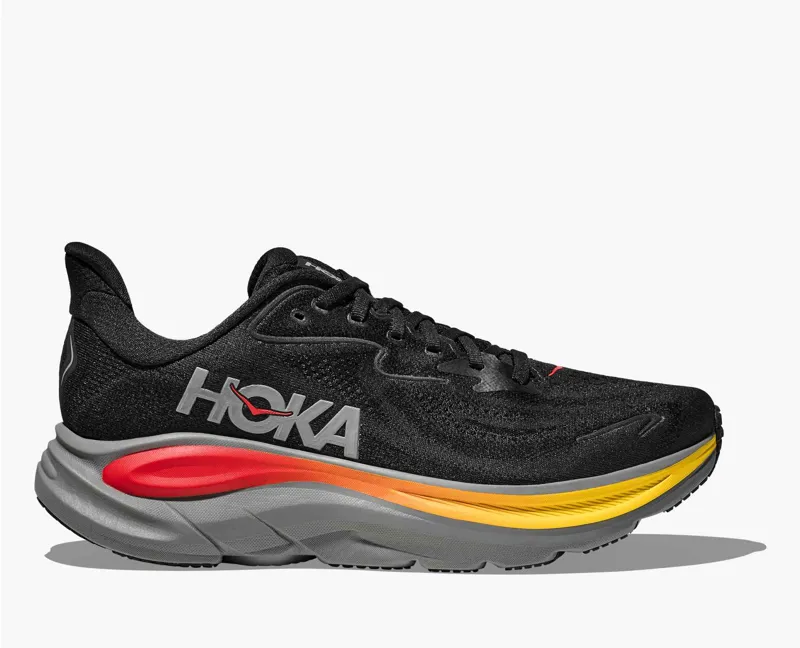 Hoka Men's Clifton 10 Running Shoes in Black / Galactic Grey-8