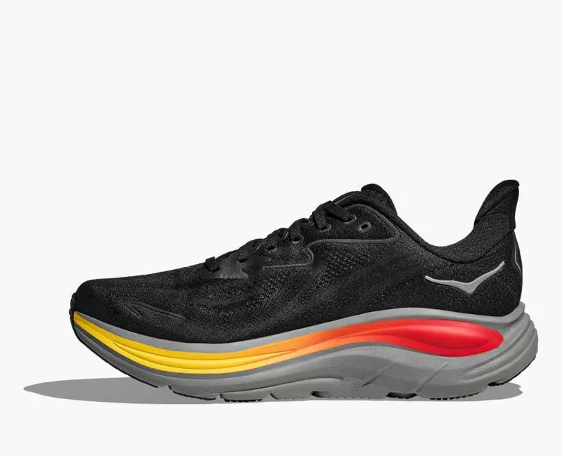 Hoka Men's Clifton 10 Running Shoes in Black / Galactic Grey-2