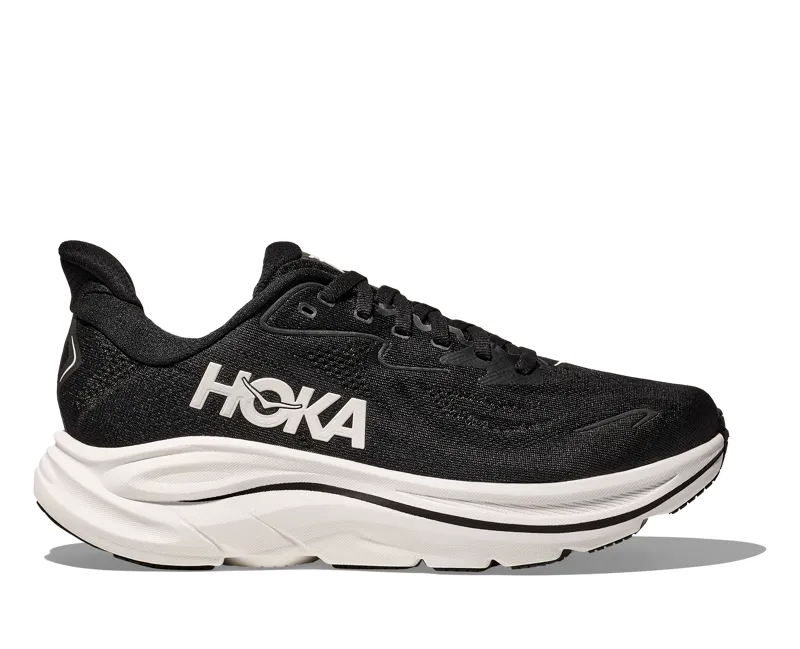 Hoka Men's Clifton 10 Neutral Running Shoes in  Black / White 