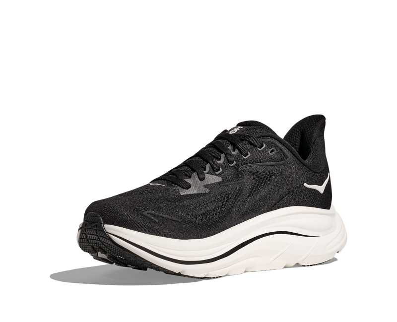 Hoka Men's Clifton 10 Neutral Running Shoes in  Black / White -6