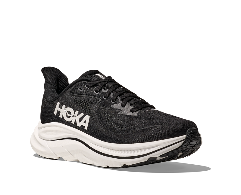 Hoka Men's Clifton 10 Neutral Running Shoes in  Black / White -3