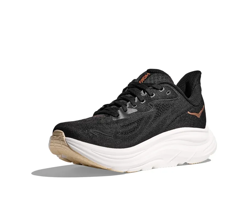 Hoka Women's Clifton 10 Running Shoes in Black / Rose Gold -4
