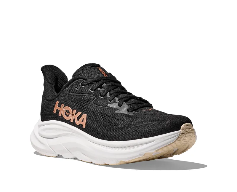 Hoka Women's Clifton 10 Running Shoes in Black / Rose Gold -1