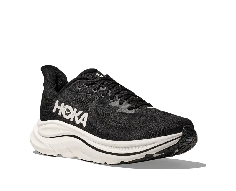 Hoka Women's Clifton 10 Neutral Running Shoes in Black / White -1