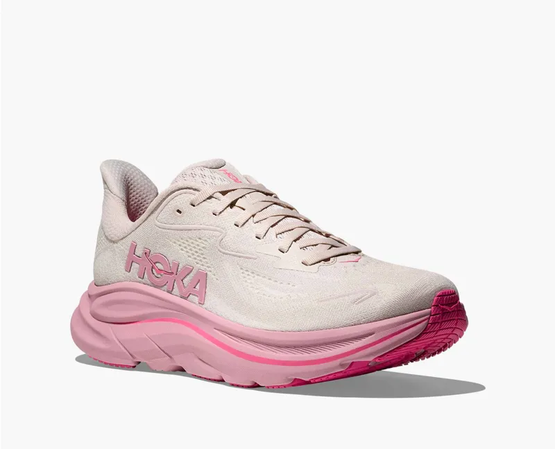 Hoka Women's Clifton 10 Running Shoes in Rose Cream / Dried Rose-2