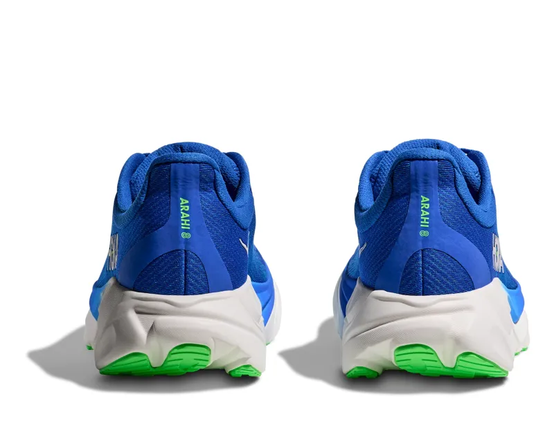 Hoka Men's Arahi 8 Running Shoe in Cobalt Blue / Neon Green-4