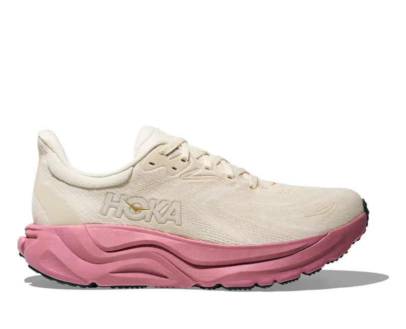 Hoka Women's Arahi 8 Running Shoes in Alabaster / Lingonberry-5