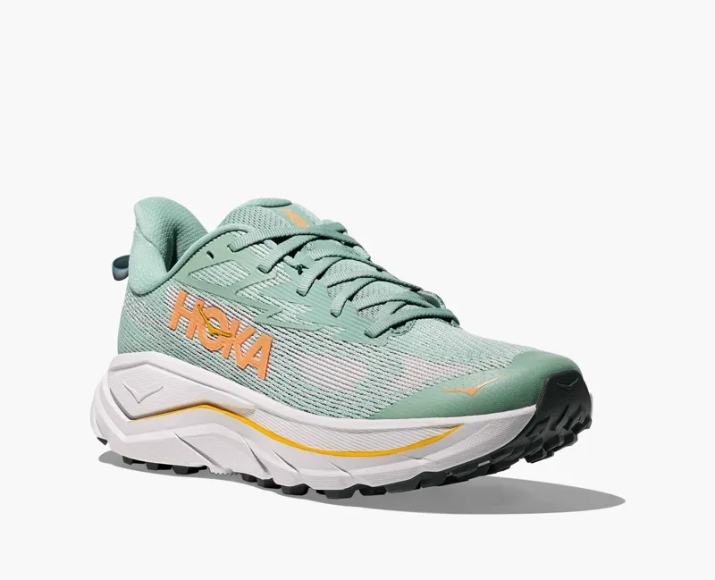 Hoka Women's Challenger 8 Hybrid Trail Shoes in Jade / Cosmic Grey-1