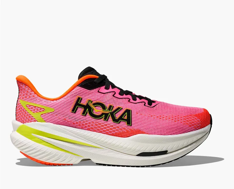 Hoka Women's Mach X 3 Running Shoes in Neon Rose / Neon Tangerine
