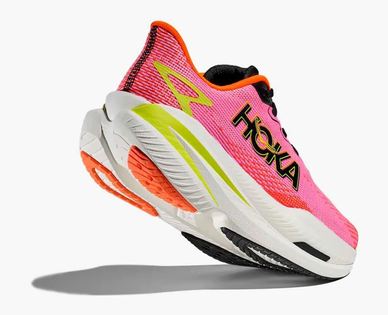 Hoka Women's Mach X 3 Running Shoes in Neon Rose / Neon Tangerine-5