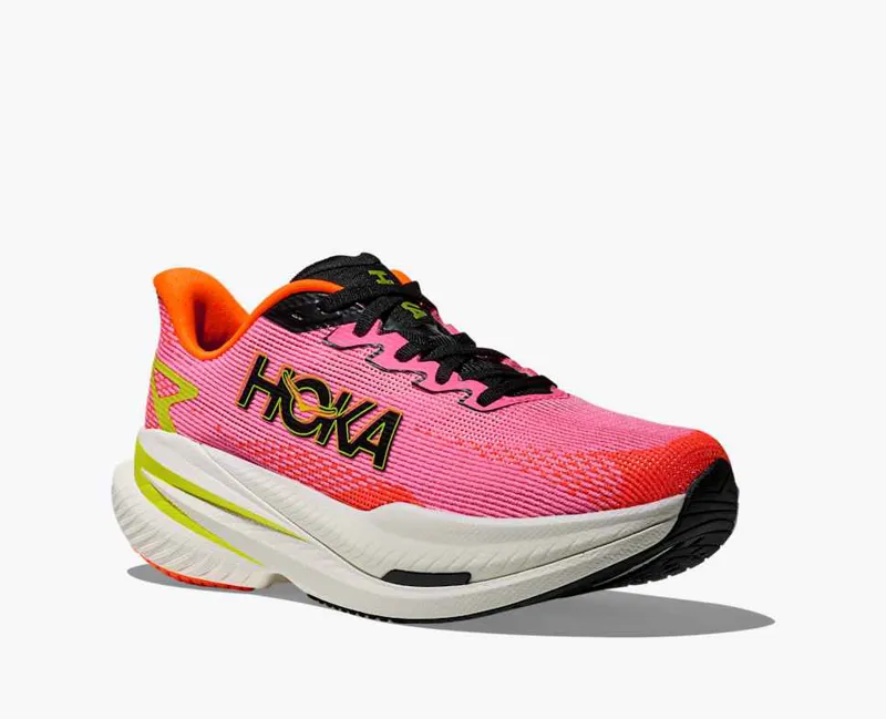 Hoka Women's Mach X 3 Running Shoes in Neon Rose / Neon Tangerine-3