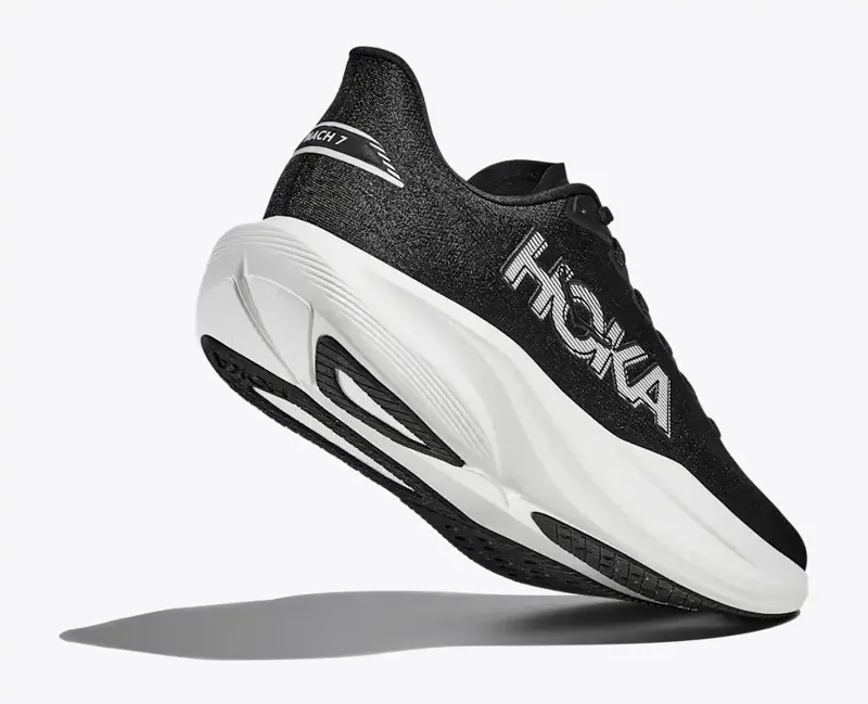 Hoka Men's Mach 7 Running Shoes in Black / White Neutral SS26-3