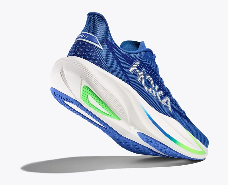 Hoka Men's Mach 7 Running Shoes in Cobalt Blue / Neen Green-3