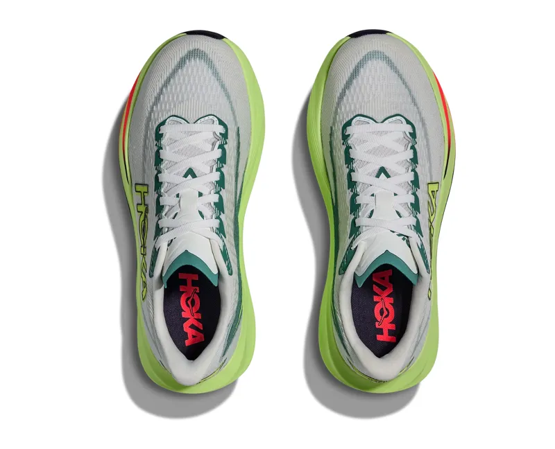 Hoka Men's Mach 7 Neutral Running Shoes in Frost / Neon Yuzu-6