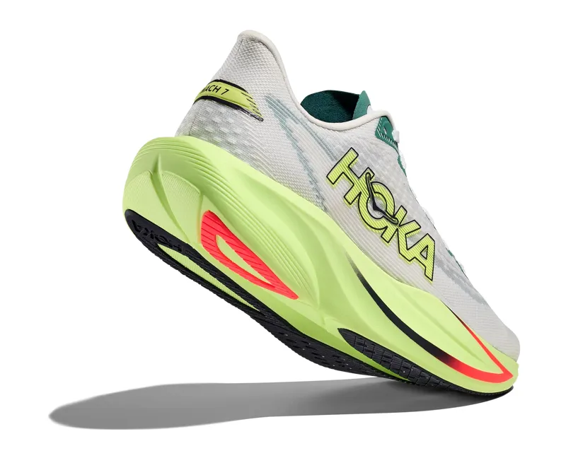 Hoka Men's Mach 7 Neutral Running Shoes in Frost / Neon Yuzu-4