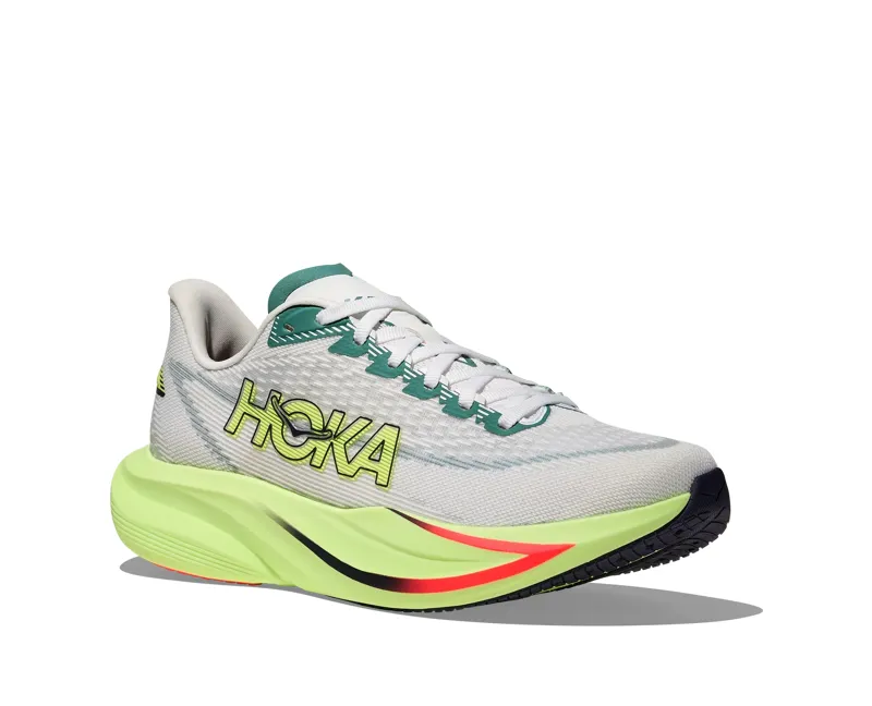 Hoka Men's Mach 7 Neutral Running Shoes in Frost / Neon Yuzu-1
