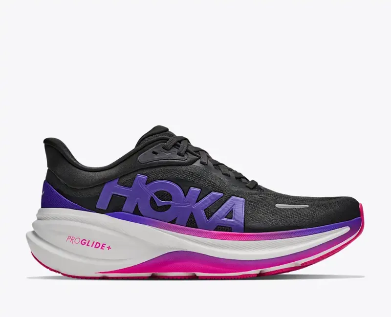Hoka Women's Clifton Pro Running Shoes in Carbon Black Cosmic Purple
