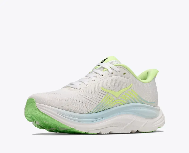 Hoka Women's Clifton 11 Running Shoes in Frost/Neon/Yuzu Neutral-4