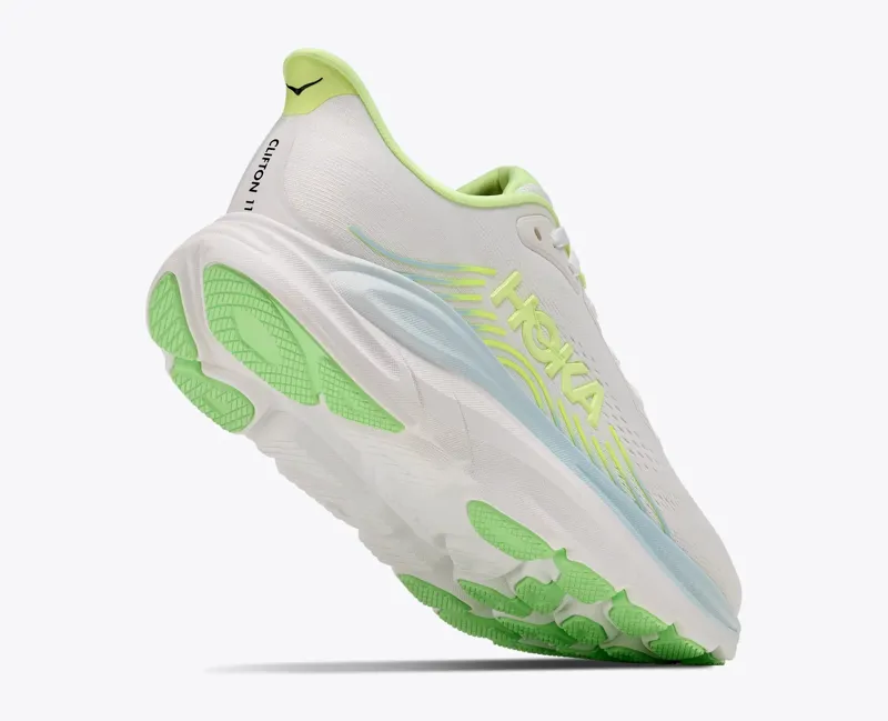 Hoka Women's Clifton 11 Running Shoes in Frost/Neon/Yuzu Neutral-3