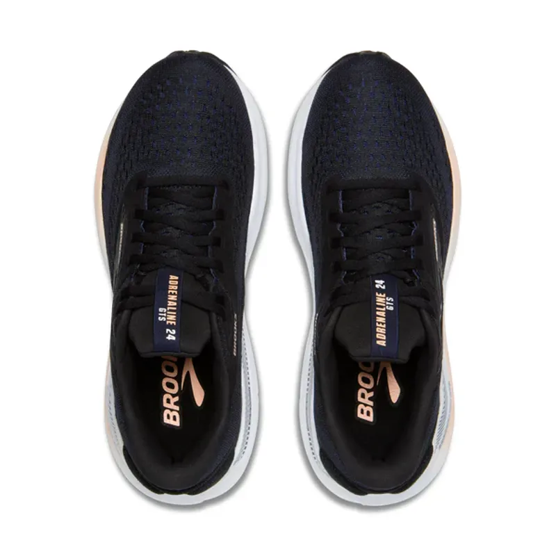 Brooks Women's Adrenaline GTS 24 Running Shoes in Black/Peach/Peacoat-2